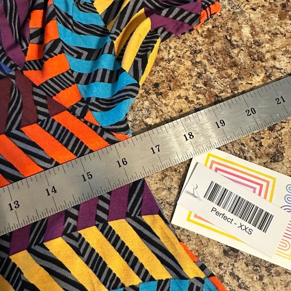 NWT Lularoe XXSmall Perfect High Low T Shirt Tunic Purple Orange Blue Gold Black - Picture 9 of 16